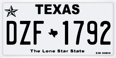 TX license plate DZF1792