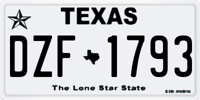 TX license plate DZF1793