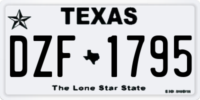 TX license plate DZF1795