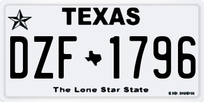 TX license plate DZF1796