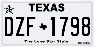 TX license plate DZF1798