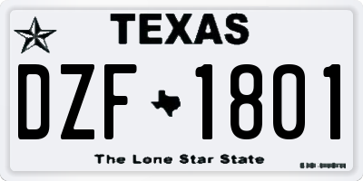 TX license plate DZF1801
