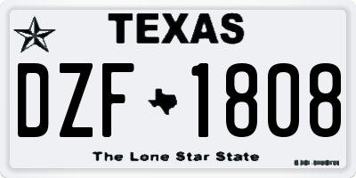 TX license plate DZF1808