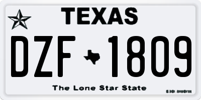 TX license plate DZF1809