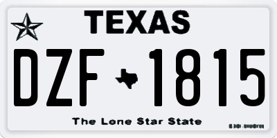TX license plate DZF1815