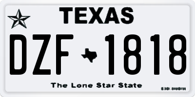 TX license plate DZF1818