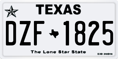 TX license plate DZF1825