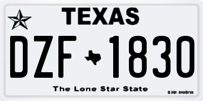 TX license plate DZF1830