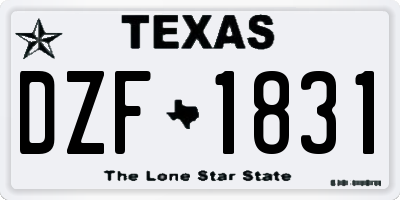 TX license plate DZF1831