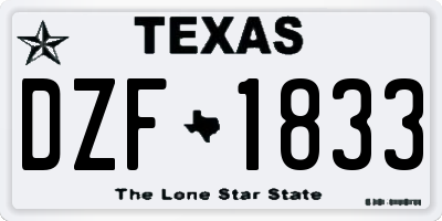 TX license plate DZF1833