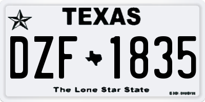 TX license plate DZF1835
