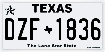 TX license plate DZF1836