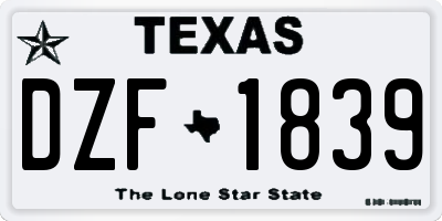 TX license plate DZF1839