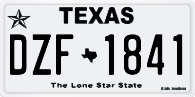 TX license plate DZF1841