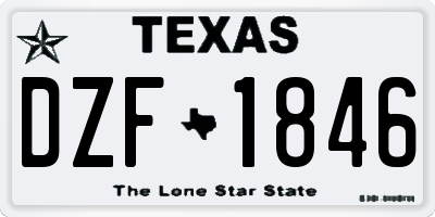 TX license plate DZF1846
