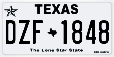 TX license plate DZF1848