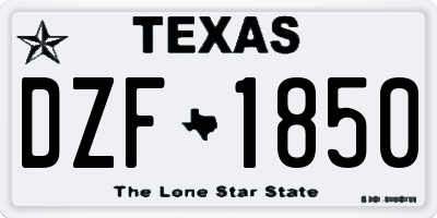 TX license plate DZF1850