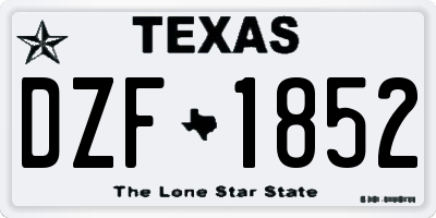 TX license plate DZF1852