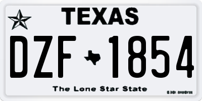 TX license plate DZF1854