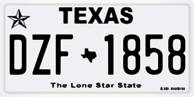 TX license plate DZF1858