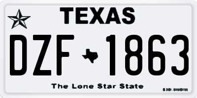 TX license plate DZF1863