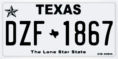 TX license plate DZF1867
