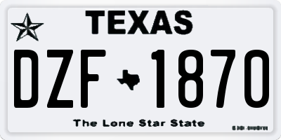 TX license plate DZF1870