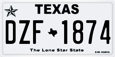 TX license plate DZF1874