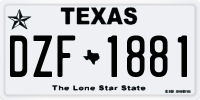 TX license plate DZF1881