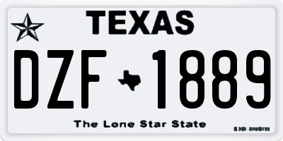 TX license plate DZF1889