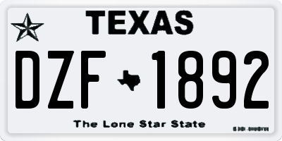 TX license plate DZF1892