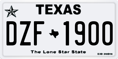 TX license plate DZF1900