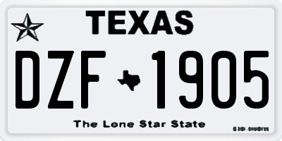 TX license plate DZF1905