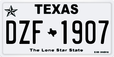 TX license plate DZF1907