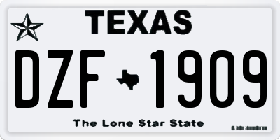 TX license plate DZF1909