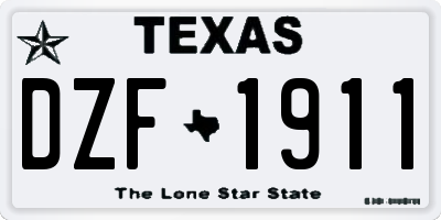 TX license plate DZF1911