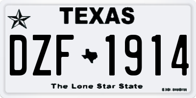 TX license plate DZF1914