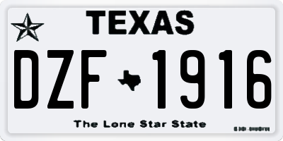 TX license plate DZF1916