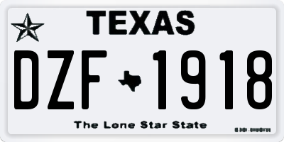 TX license plate DZF1918