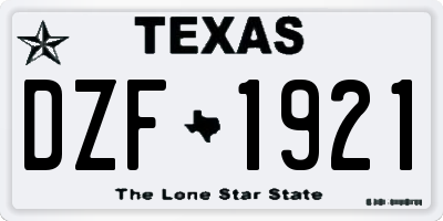 TX license plate DZF1921