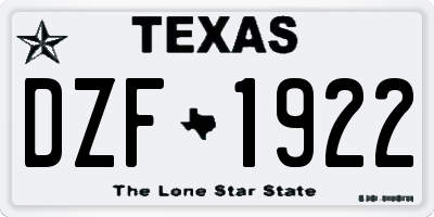 TX license plate DZF1922
