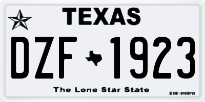 TX license plate DZF1923