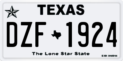 TX license plate DZF1924