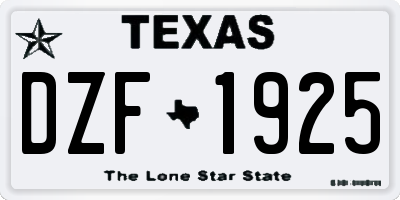 TX license plate DZF1925
