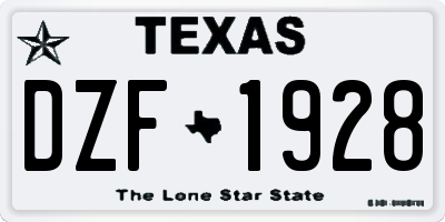TX license plate DZF1928