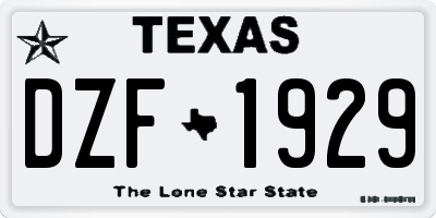 TX license plate DZF1929