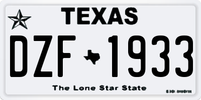 TX license plate DZF1933