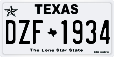 TX license plate DZF1934