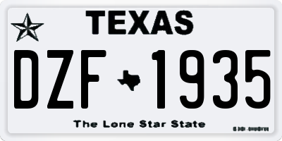 TX license plate DZF1935