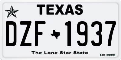 TX license plate DZF1937